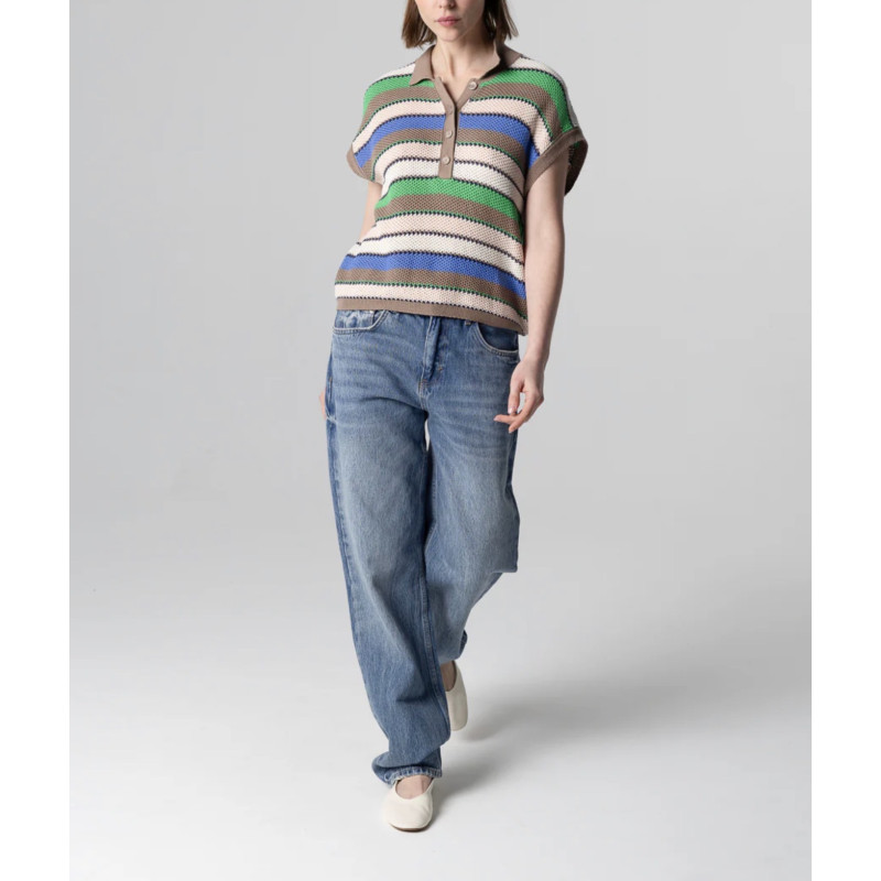 MAJESTIC FILATURES Polo Rayé Multicolore