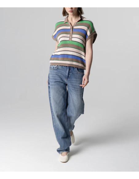 MAJESTIC FILATURES Polo Rayé Multicolore