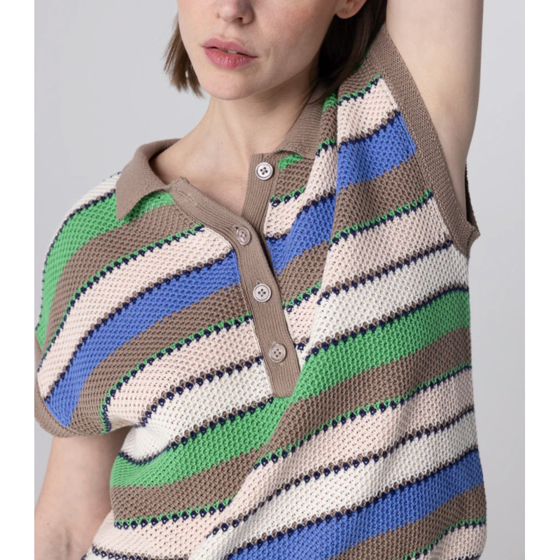 MAJESTIC FILATURES Polo Rayé Multicolore