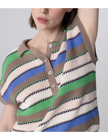 MAJESTIC FILATURES Polo Rayé Multicolore