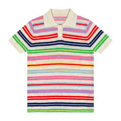 MAJESTIC FILATURES Polo Rayé Milk en Cachemire