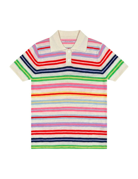 MAJESTIC FILATURES Polo Rayé Milk en Cachemire