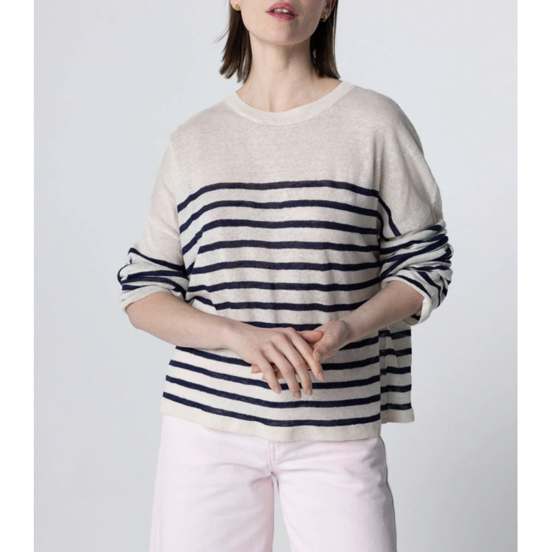 MAJESTIC FILATURES Pull en Lin Blue Moon