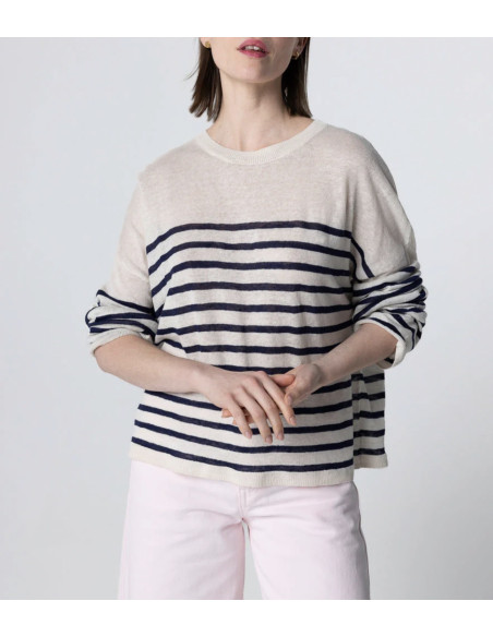 MAJESTIC FILATURES Pull en Lin Blue Moon