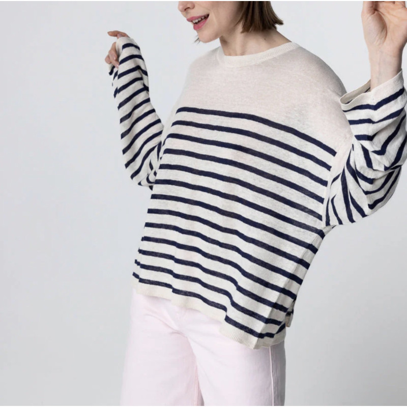 MAJESTIC FILATURES Pull en Lin Blue Moon