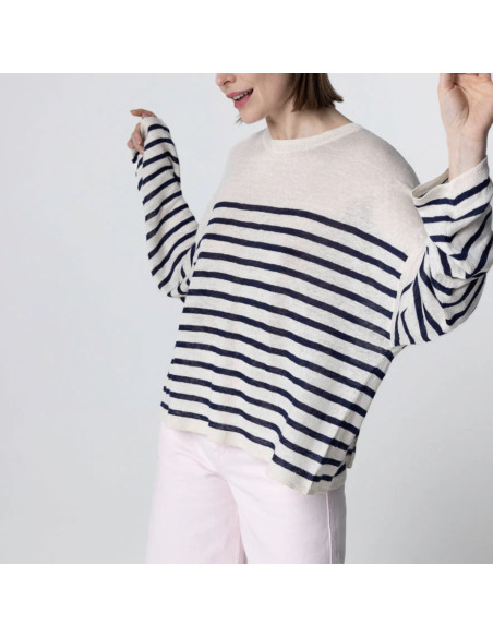 MAJESTIC FILATURES Pull en Lin Blue Moon