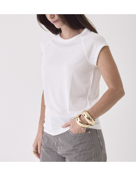 MAJESTIC FILATURES T-Shirt Blanc Col Rond