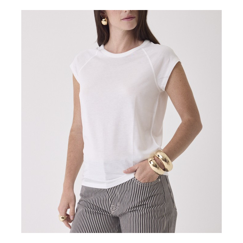 MAJESTIC FILATURES T-Shirt Blanc Col Rond