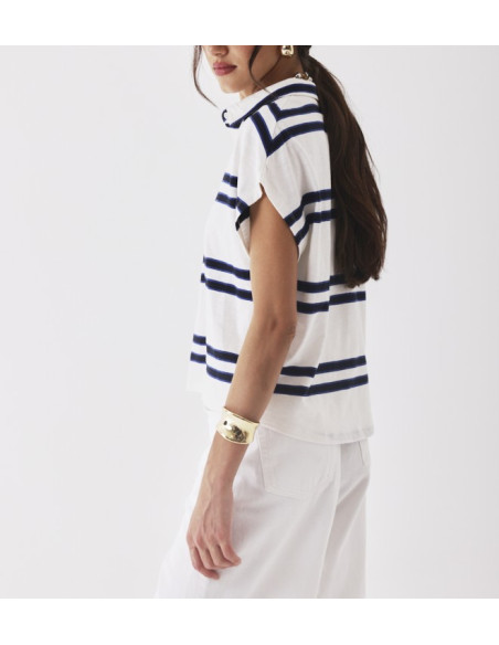 MAJESTIC FILATURES Polo en Coton à Rayures