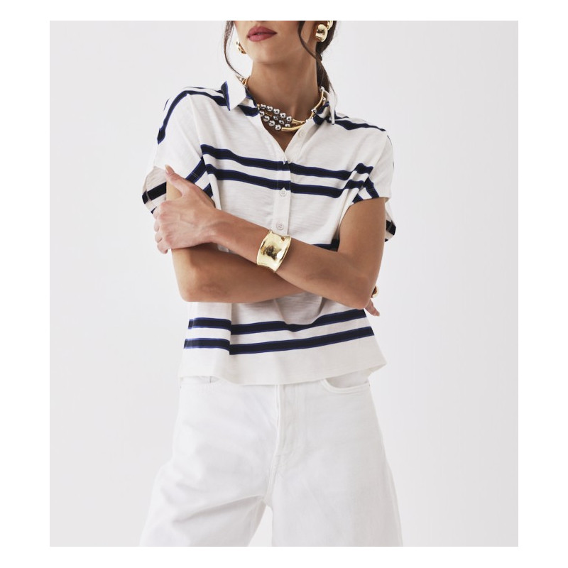 MAJESTIC FILATURES Polo en Coton à Rayures