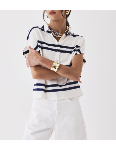 MAJESTIC FILATURES Polo en Coton à Rayures