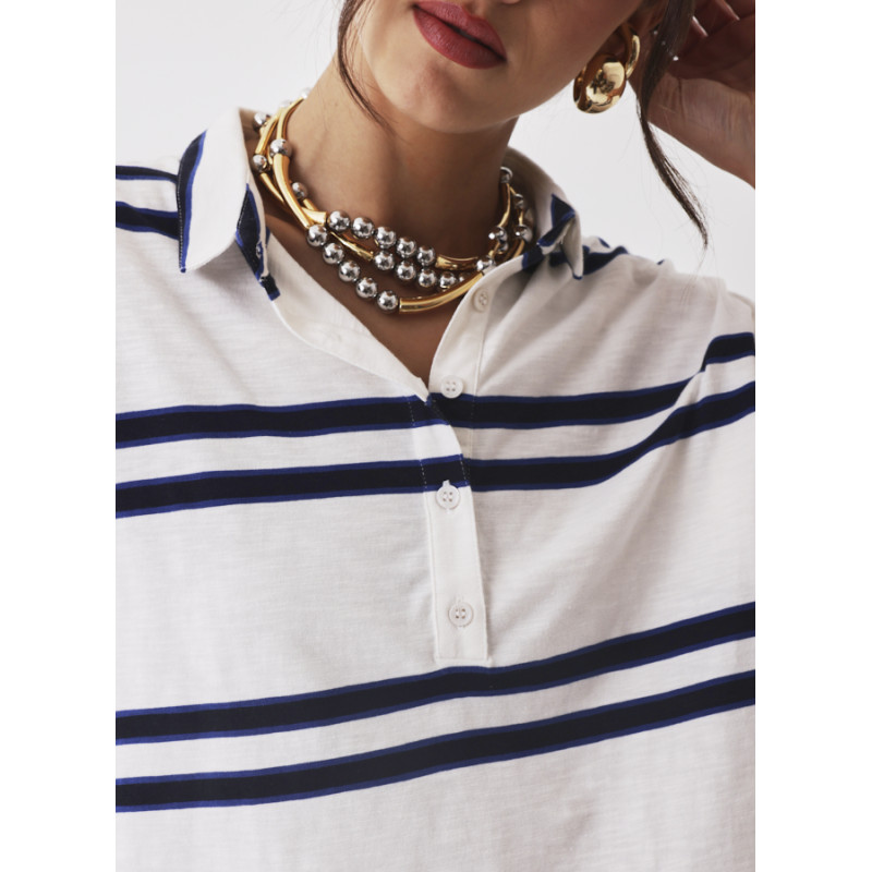 MAJESTIC FILATURES Polo en Coton à Rayures