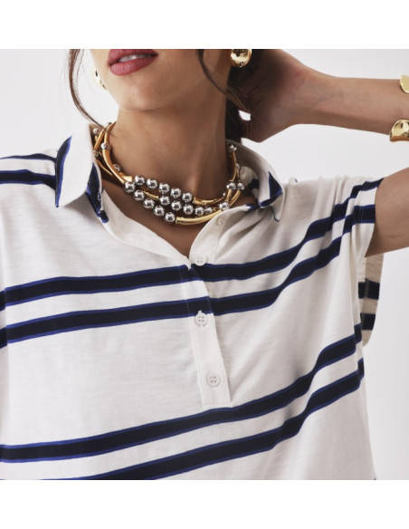 MAJESTIC FILATURES Polo en Coton à Rayures