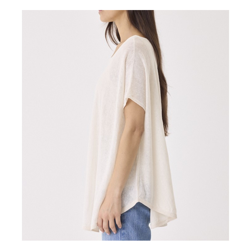 MAJESTIC FILATURES T-Shirt en Lin blanc