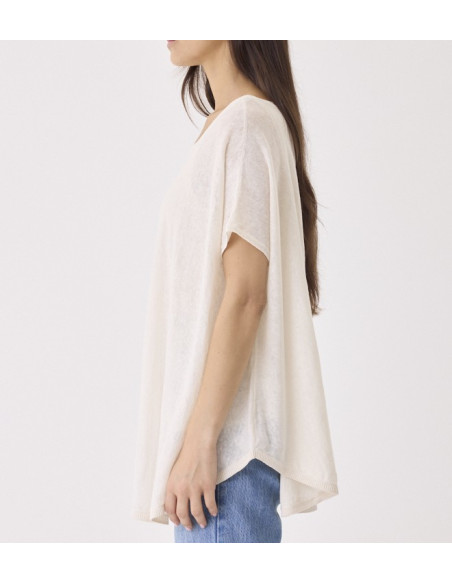 MAJESTIC FILATURES T-Shirt en Lin blanc