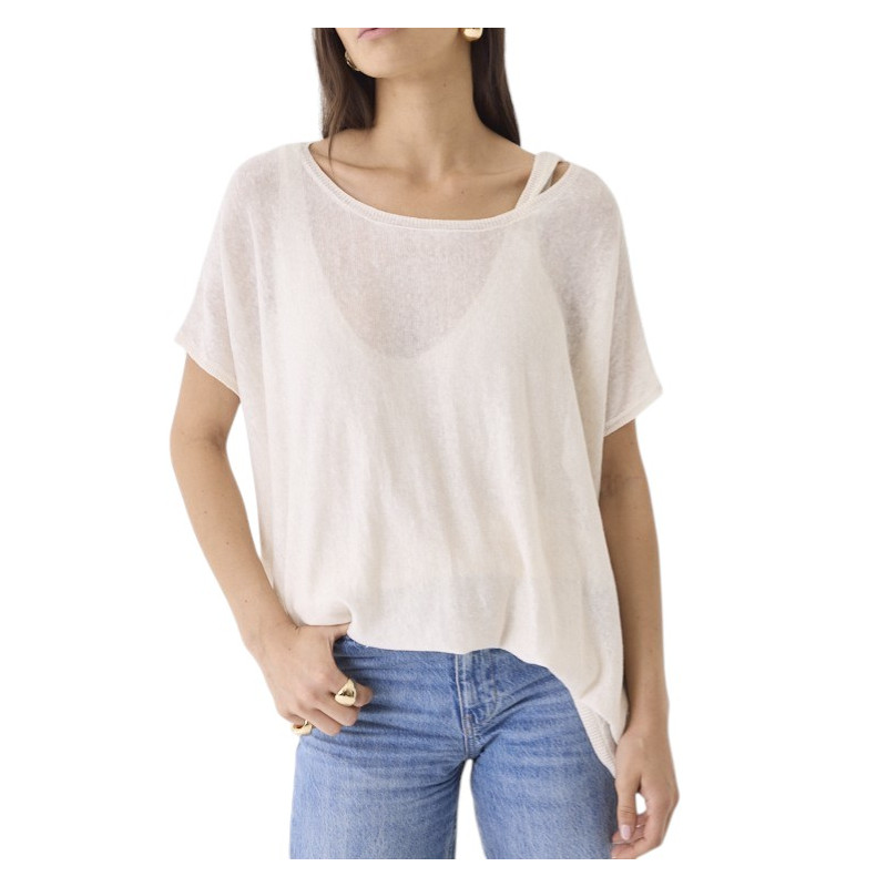 MAJESTIC FILATURES T-Shirt en Lin blanc