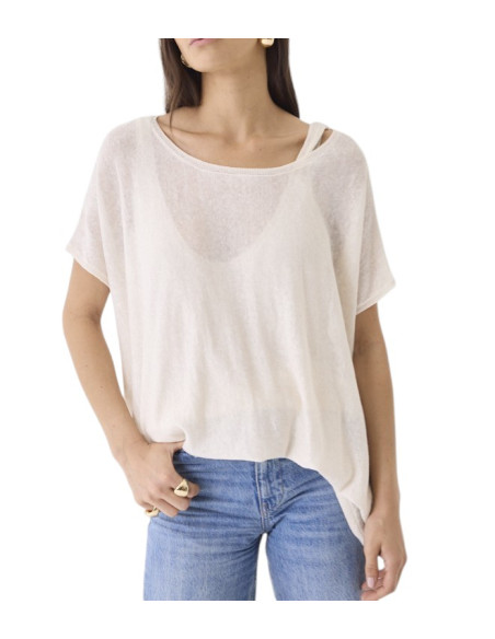 MAJESTIC FILATURES T-Shirt en Lin blanc