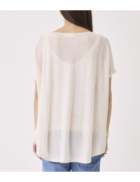 MAJESTIC FILATURES T-Shirt en Lin blanc