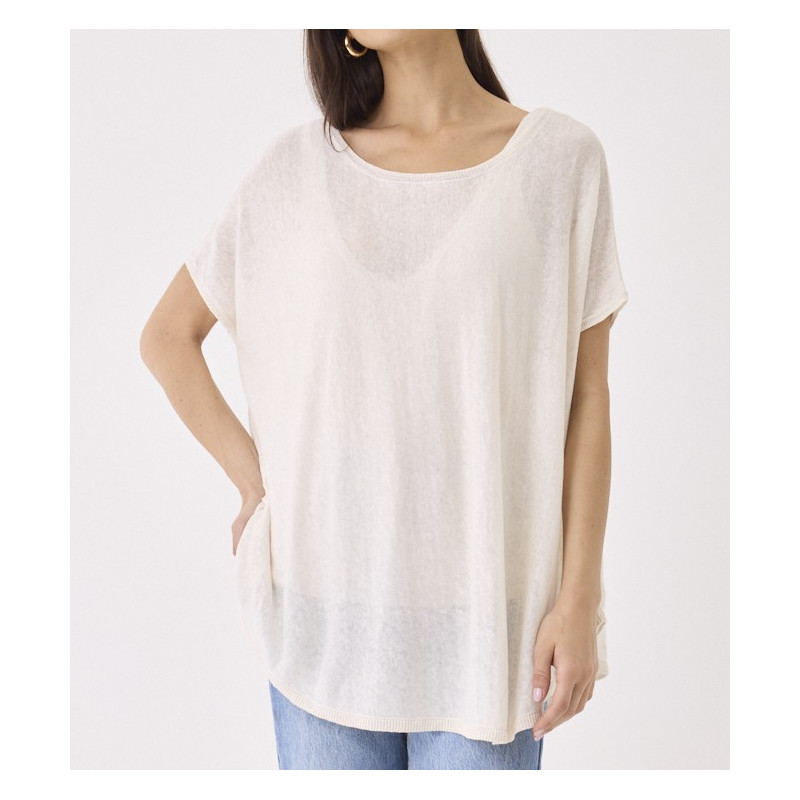 MAJESTIC FILATURES T-Shirt en Lin blanc