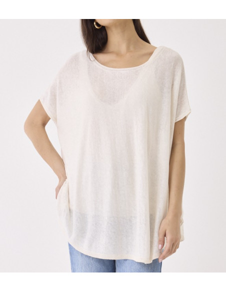 MAJESTIC FILATURES T-Shirt en Lin blanc