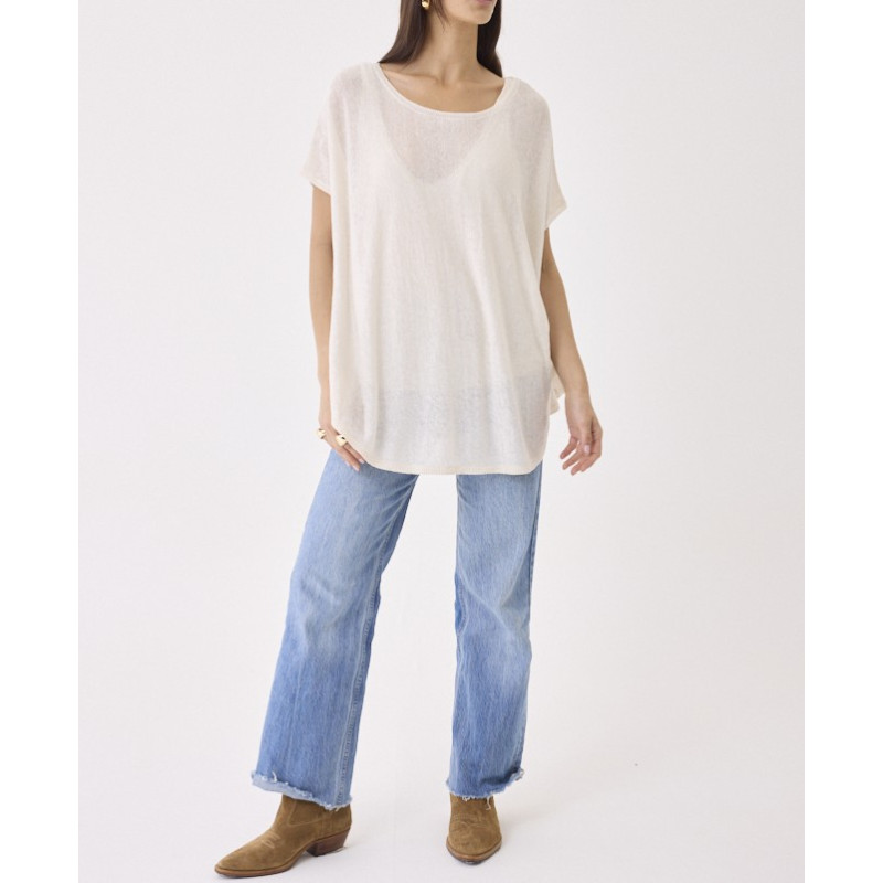 MAJESTIC FILATURES T-Shirt en Lin blanc