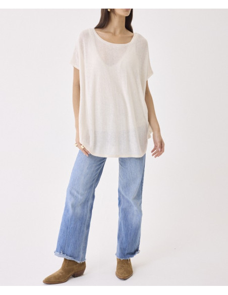 MAJESTIC FILATURES T-Shirt en Lin blanc