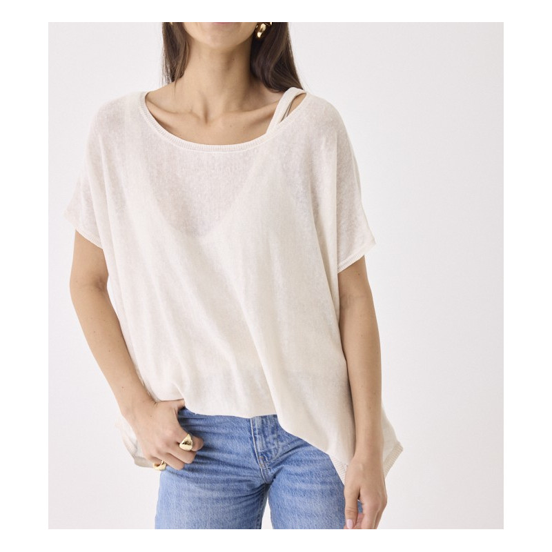 MAJESTIC FILATURES T-Shirt en Lin blanc