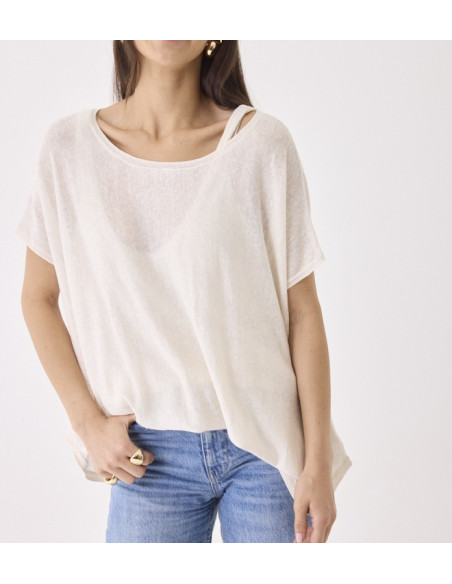 MAJESTIC FILATURES T-Shirt en Lin blanc