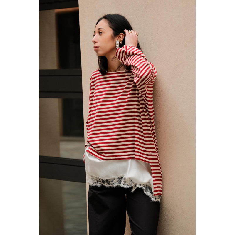 PHISIQUE DU ROLE T-Shirt Marinière Rouge