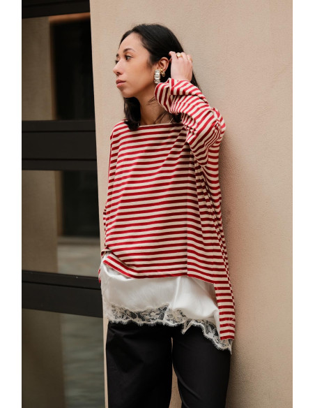 PHISIQUE DU ROLE T-Shirt Marinière Rouge