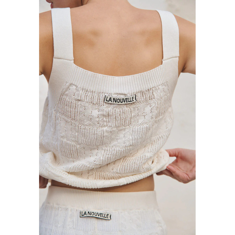 LA NOUVELLE Top BRUNA Crochet Flower