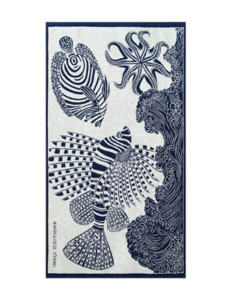 INOUÏ EDITIONS Serviette de Plage POSEIDON Navy