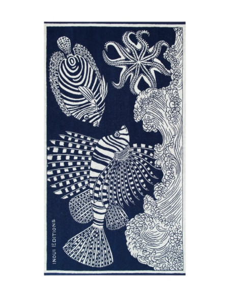 INOUÏ EDITIONS Serviette de Plage POSEIDON Navy