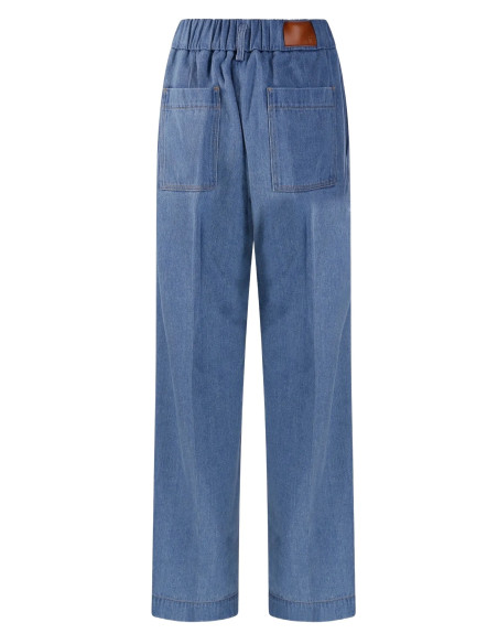 forte_forte Pantalon en denim bleu