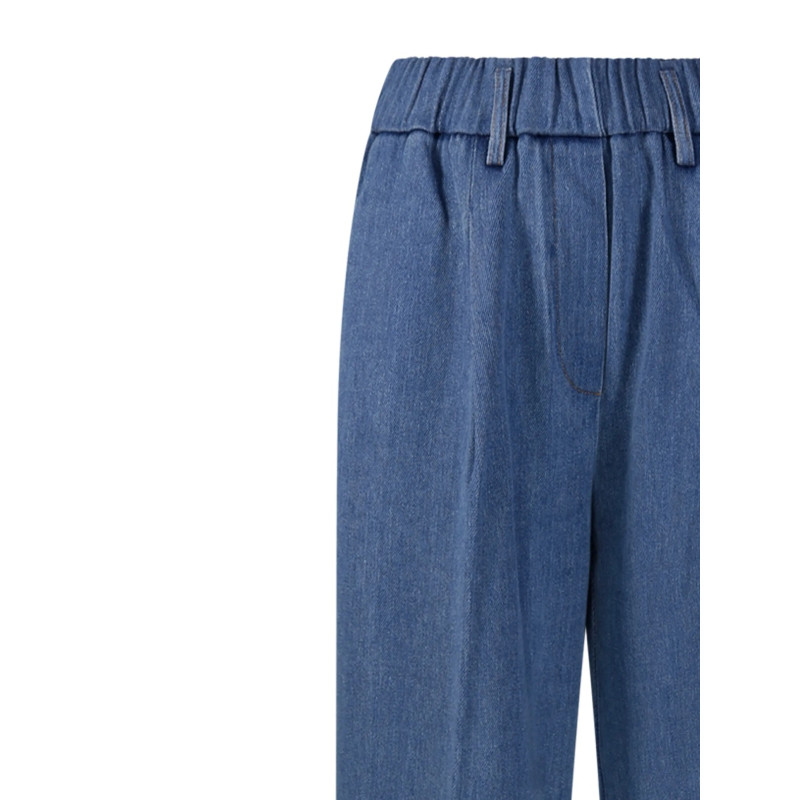 forte_forte Pantalon en denim bleu