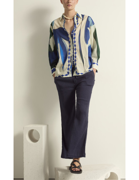 MARE DI LATTE Chemise FIORINA Cactus Lapis Blue