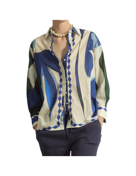MARE DI LATTE Chemise FIORINA Cactus Lapis Blue