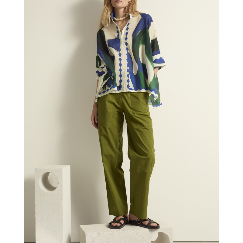 MARE DI LATTE Blouse HERACLES Cactus Lapis Blue