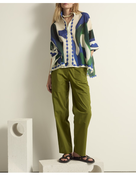 MARE DI LATTE Blouse HERACLES Cactus Lapis Blue