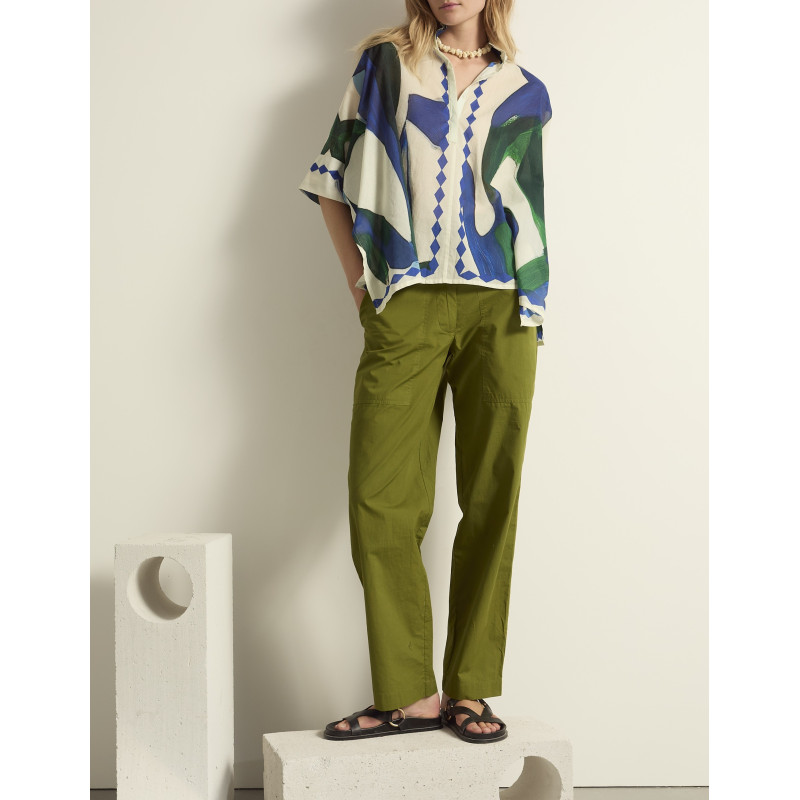 MARE DI LATTE Blouse HERACLES Cactus Lapis Blue