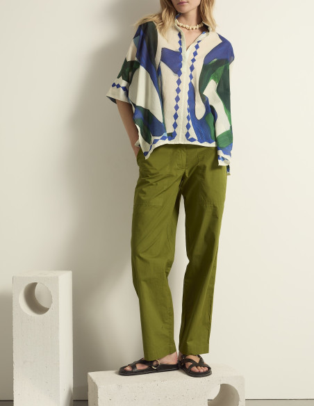 MARE DI LATTE Blouse HERACLES Cactus Lapis Blue