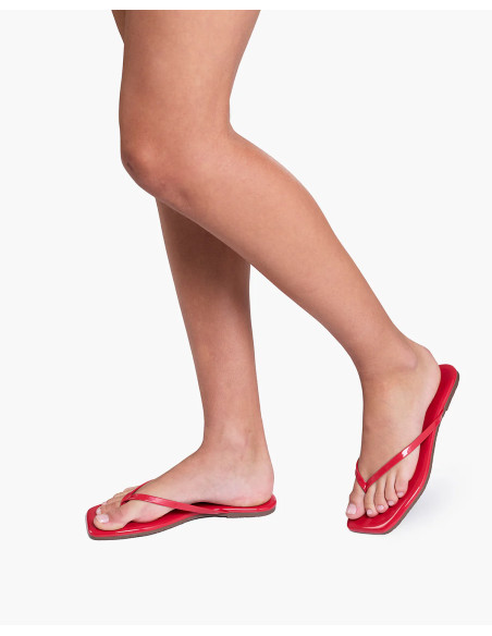TKEES Tongs LILY Square Toe Red Gloss