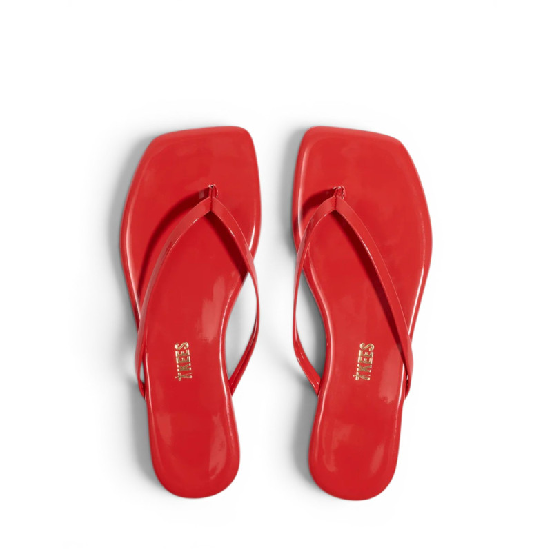 TKEES Tongs LILY Square Toe Red Gloss
