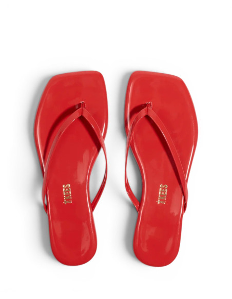 TKEES Tongs LILY Square Toe Red Gloss