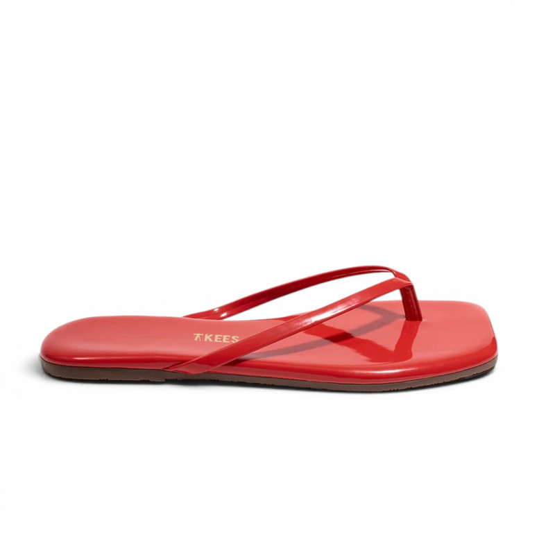 TKEES Tongs LILY Square Toe Red Gloss