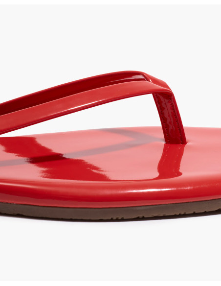TKEES Tongs LILY Square Toe Red Gloss