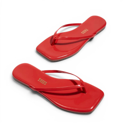 TKEES Tongs LILY Square Toe Red Gloss