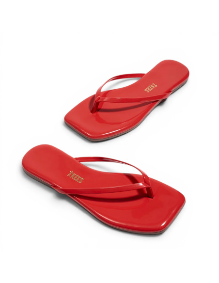 TKEES Tongs LILY Square Toe Red Gloss