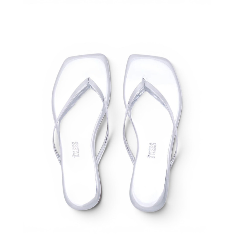 TKEES Tongs LILY Square Toe Mirror Chrome