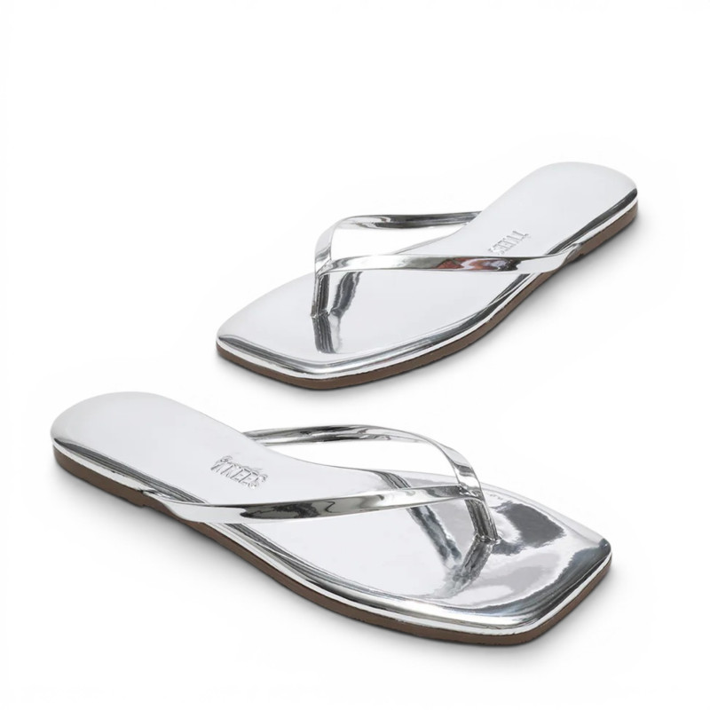 TKEES Tongs LILY Square Toe Mirror Chrome